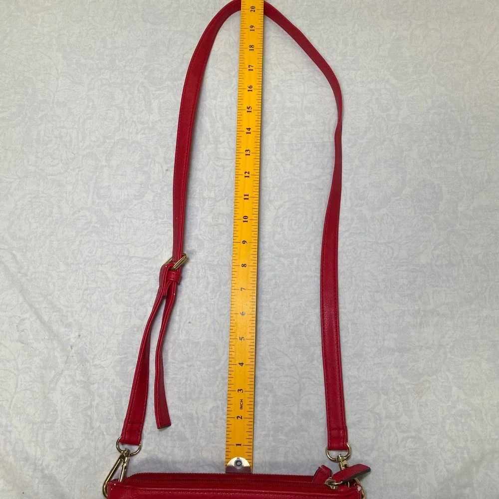 Liz Claiborne Red Crossbody Purse Tassel Accent Adjustable Strap Gold Tone Bag